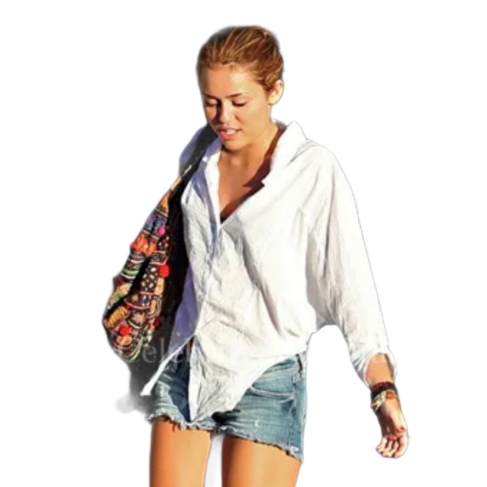 Helmut Lang White Dolman Sleeve Shirt As Seen on Miley Cyrus